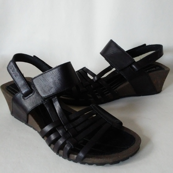 Teva Shoes - Teva Cabrillo 3 Wedge Leather Sandal Black 7 Med